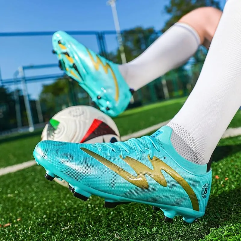 Men's Indoor Outdoor Soccer Shoes Football Cleats Low-Tops Lace-Up Non-Slip Spikes Sports Athletic Futsal AG/TF Turf Sneaker