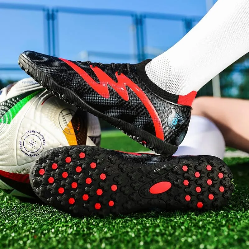 Men's Indoor Outdoor Soccer Shoes Football Cleats Low-Tops Lace-Up Non-Slip Spikes Sports Athletic Futsal AG/TF Turf Sneaker