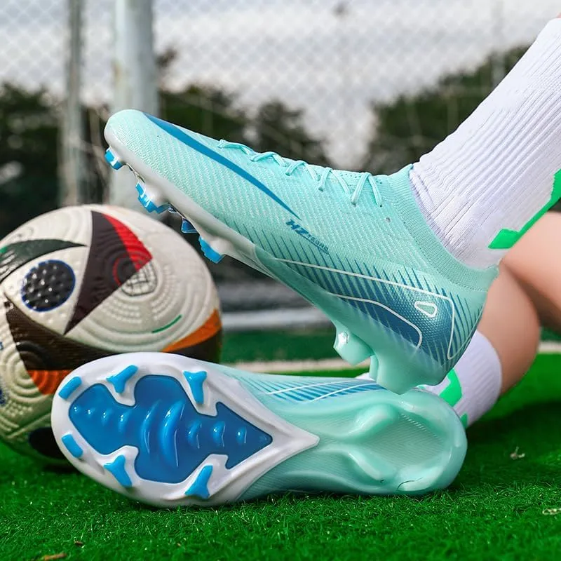 Men's Indoor Outdoor Soccer Shoes Football Cleats Low-Tops Lace-Up Non-Slip Spikes Sports Athletic Futsal AG/TF Turf Sneaker
