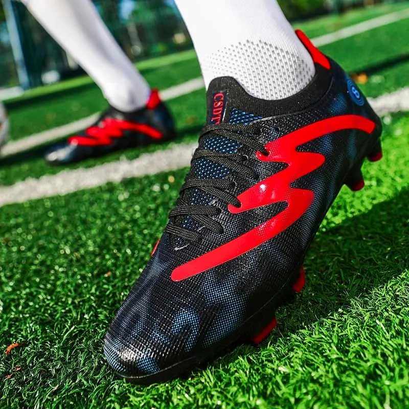 Men's Indoor Outdoor Soccer Shoes Football Cleats Low-Tops Lace-Up Non-Slip Spikes Sports Athletic Futsal AG/TF Turf Sneaker