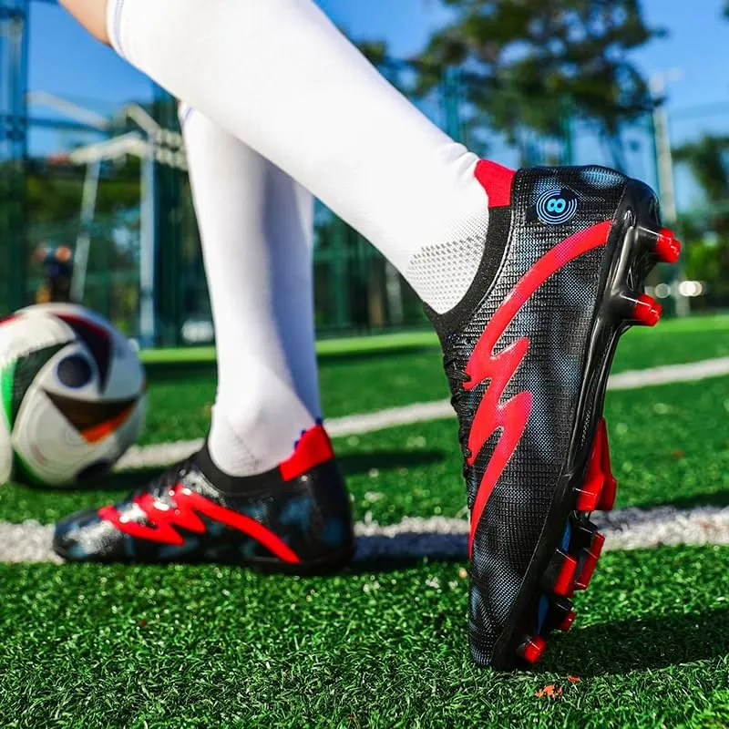 Men's Indoor Outdoor Soccer Shoes Football Cleats Low-Tops Lace-Up Non-Slip Spikes Sports Athletic Futsal AG/TF Turf Sneaker