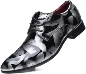 Men's Oxfords Pointed Toe Lace Ups Shoes Supple Full-Grain Leather Shoes for Men(Gray,14.5)