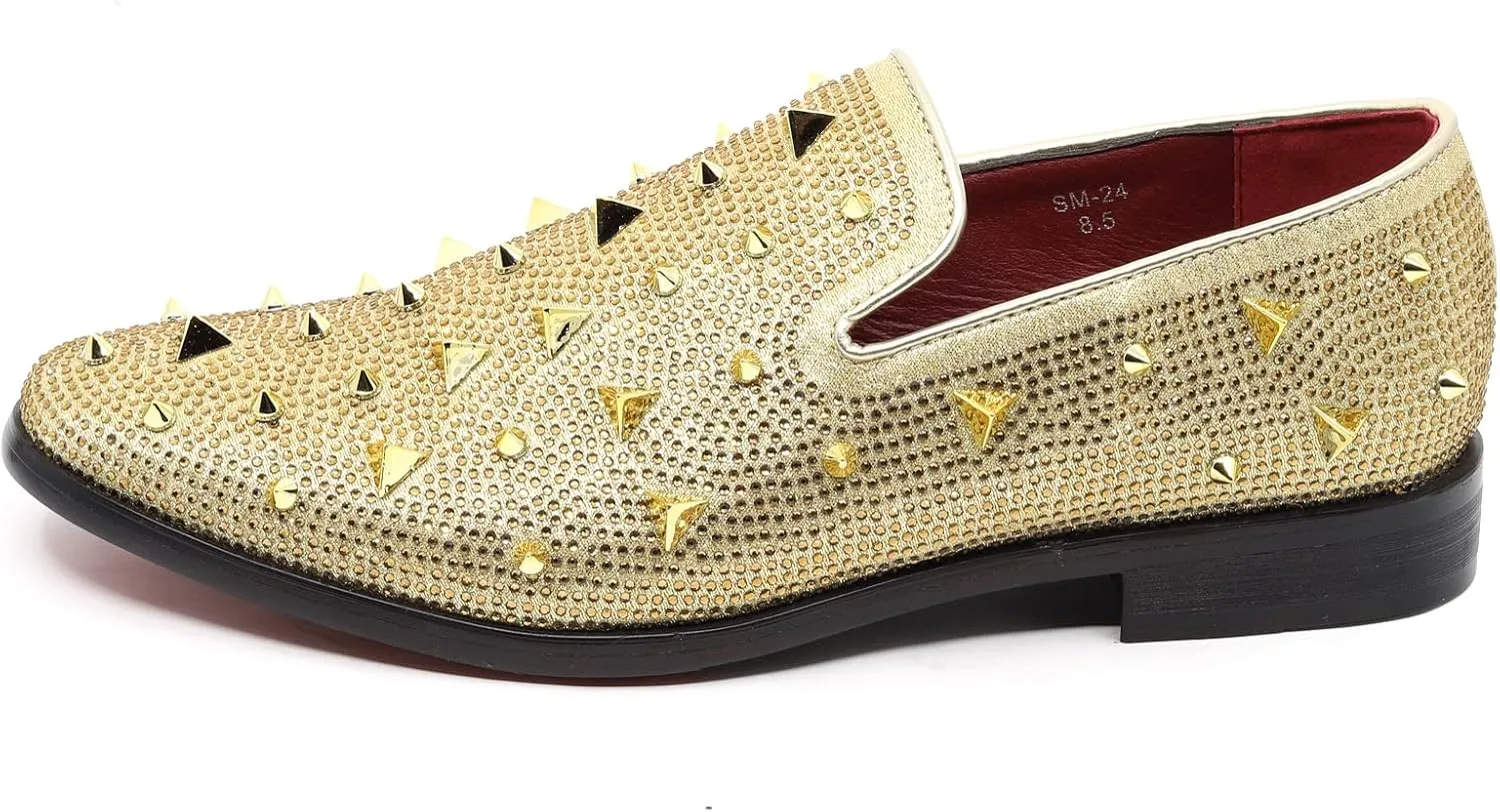 Men's Vintage Spike Rhinestone Designer Classic Smoking Dress Tuxedo Loafers Slip On Shoes SM-24