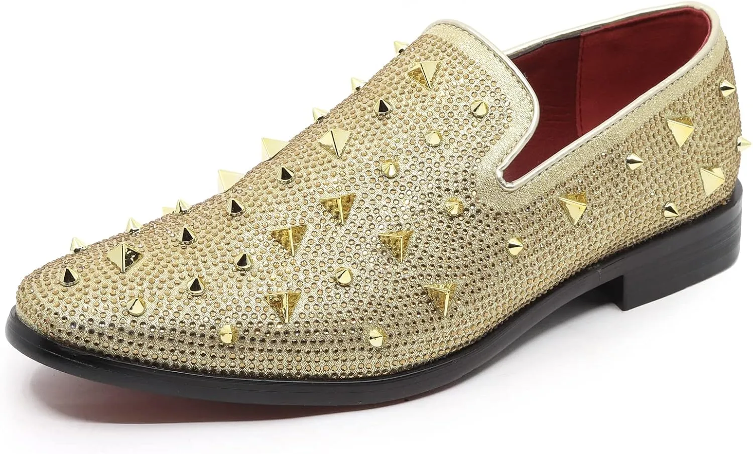 Men's Vintage Spike Rhinestone Designer Classic Smoking Dress Tuxedo Loafers Slip On Shoes SM-24