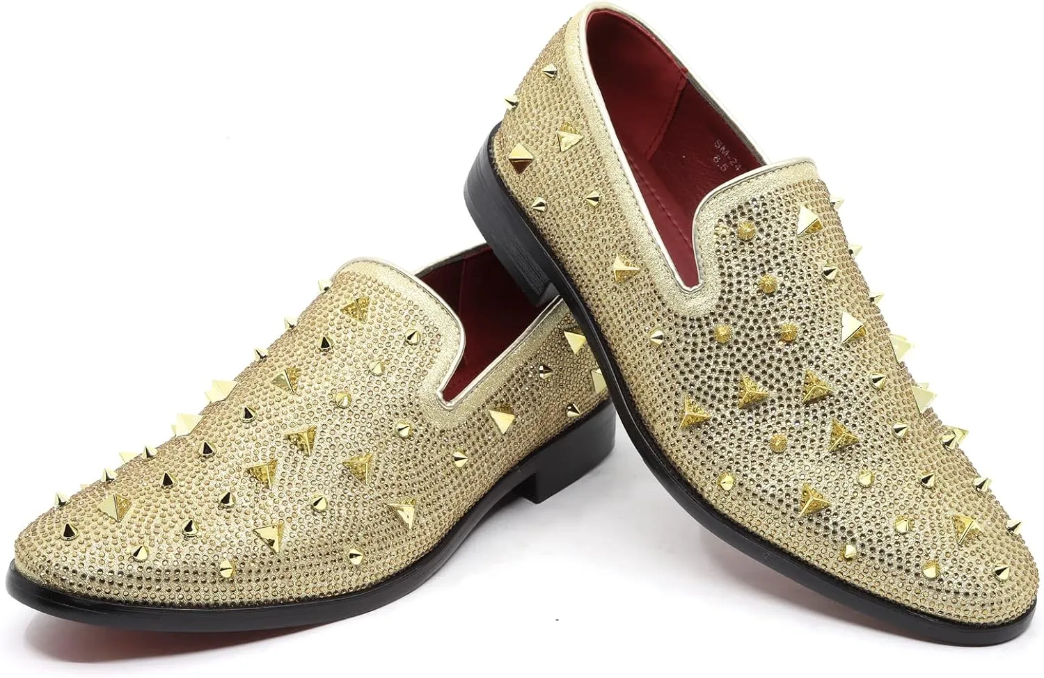 Men's Vintage Spike Rhinestone Designer Classic Smoking Dress Tuxedo Loafers Slip On Shoes SM-24
