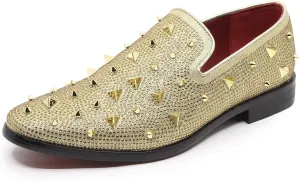 Men's Vintage Spike Rhinestone Designer Classic Smoking Dress Tuxedo Loafers Slip On Shoes SM-24