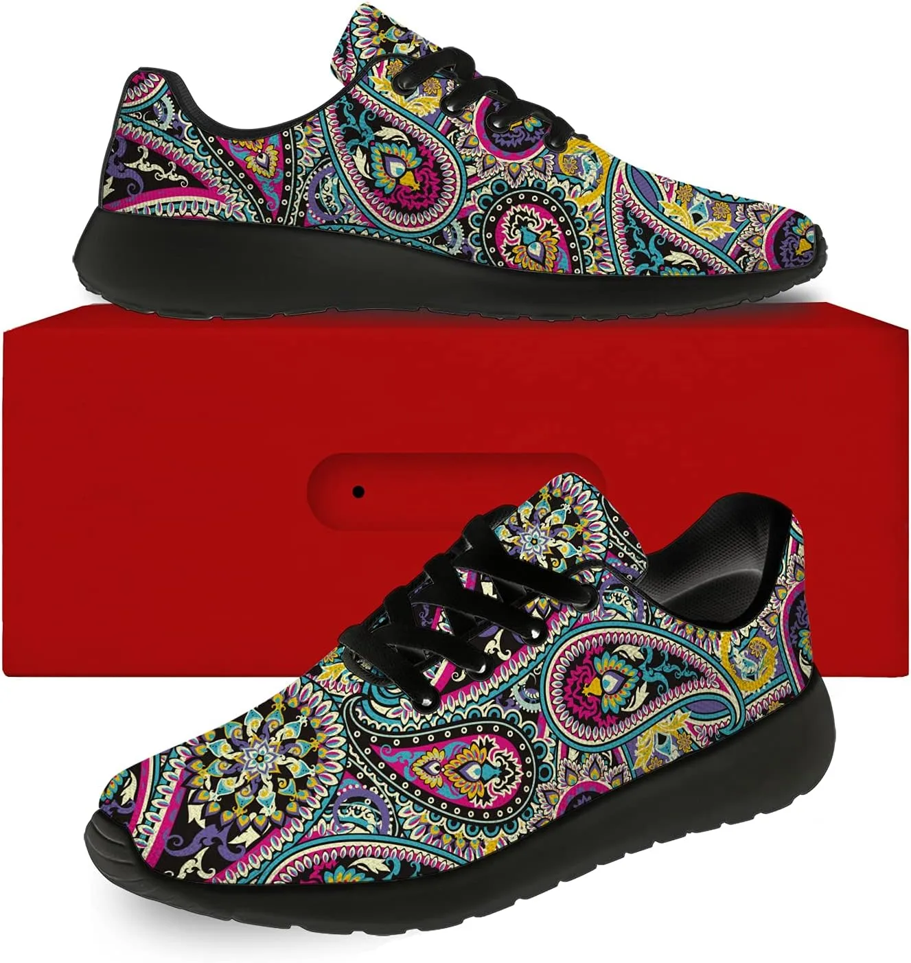 Men's Women's Paisley Print Walking Shoes Comfort Casual Lighweight Tennis Running Sneakers