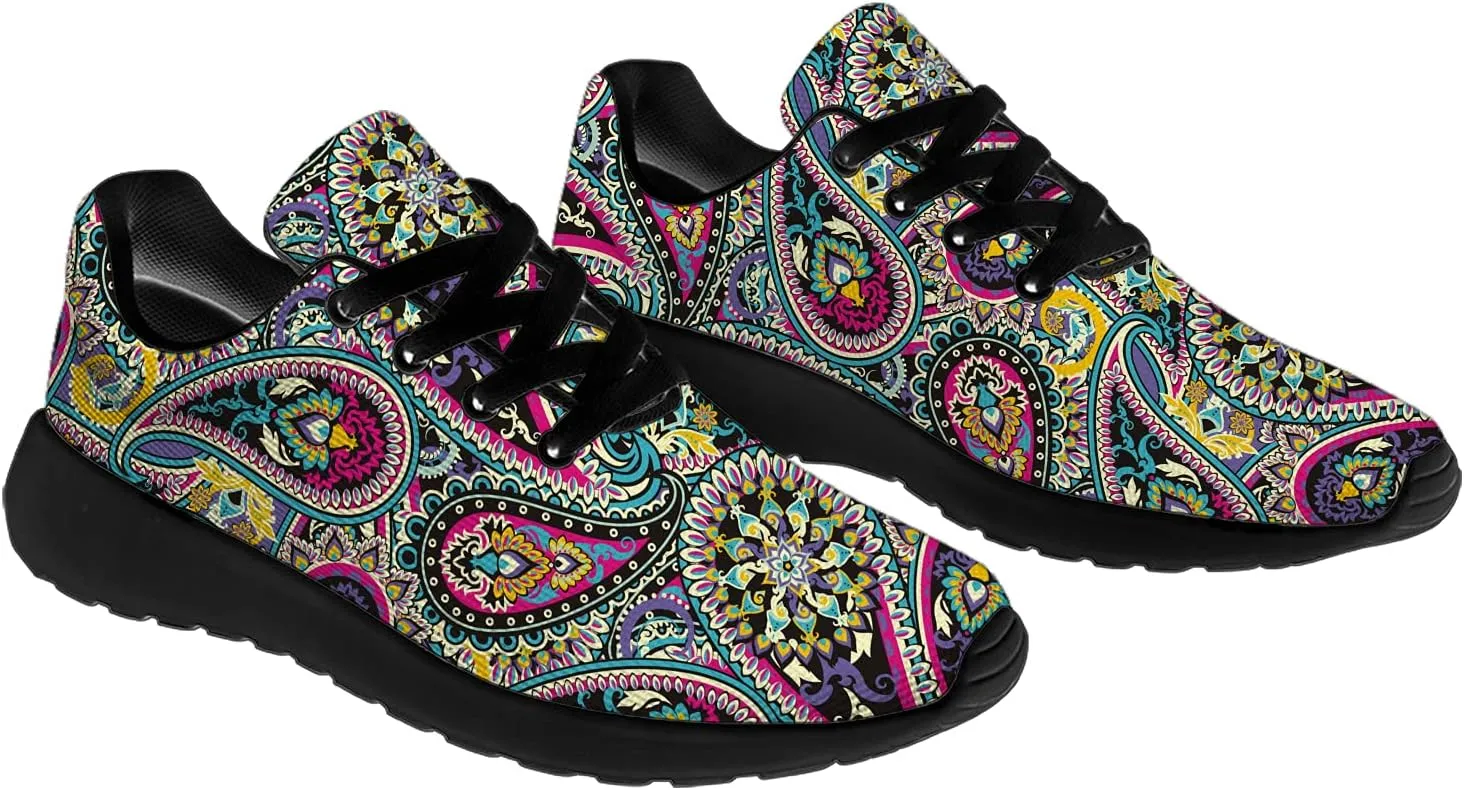 Men's Women's Paisley Print Walking Shoes Comfort Casual Lighweight Tennis Running Sneakers