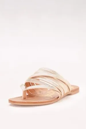 Metallic Strappy Flip Flop Sandals