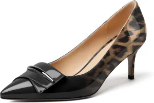 Mettesally Women's Kitten Heels Pumps Pointed Closed Toe Comfort Mid Heels Slip On Wedding Party Casual Office Dress Shoes