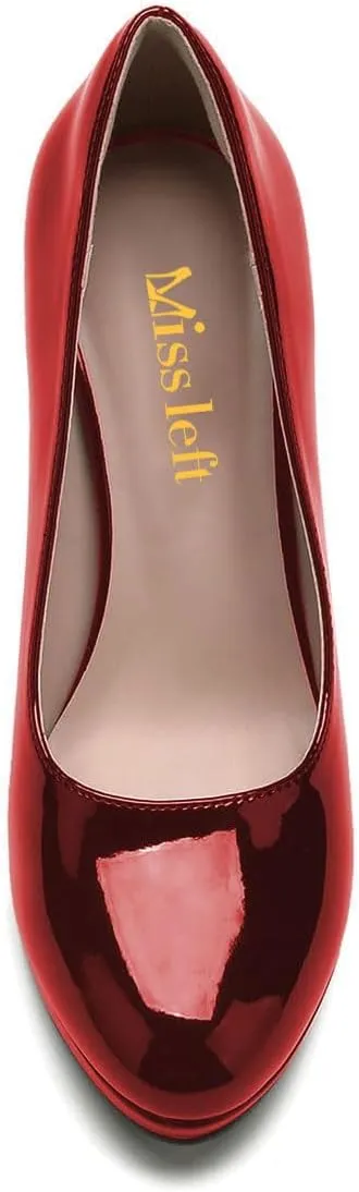 miss left Women Classic Rounded Closed Toe High Heel Pumps Slip On Wedges Heeled Shoes for Formal Office Working Daily Size 4-16 US
