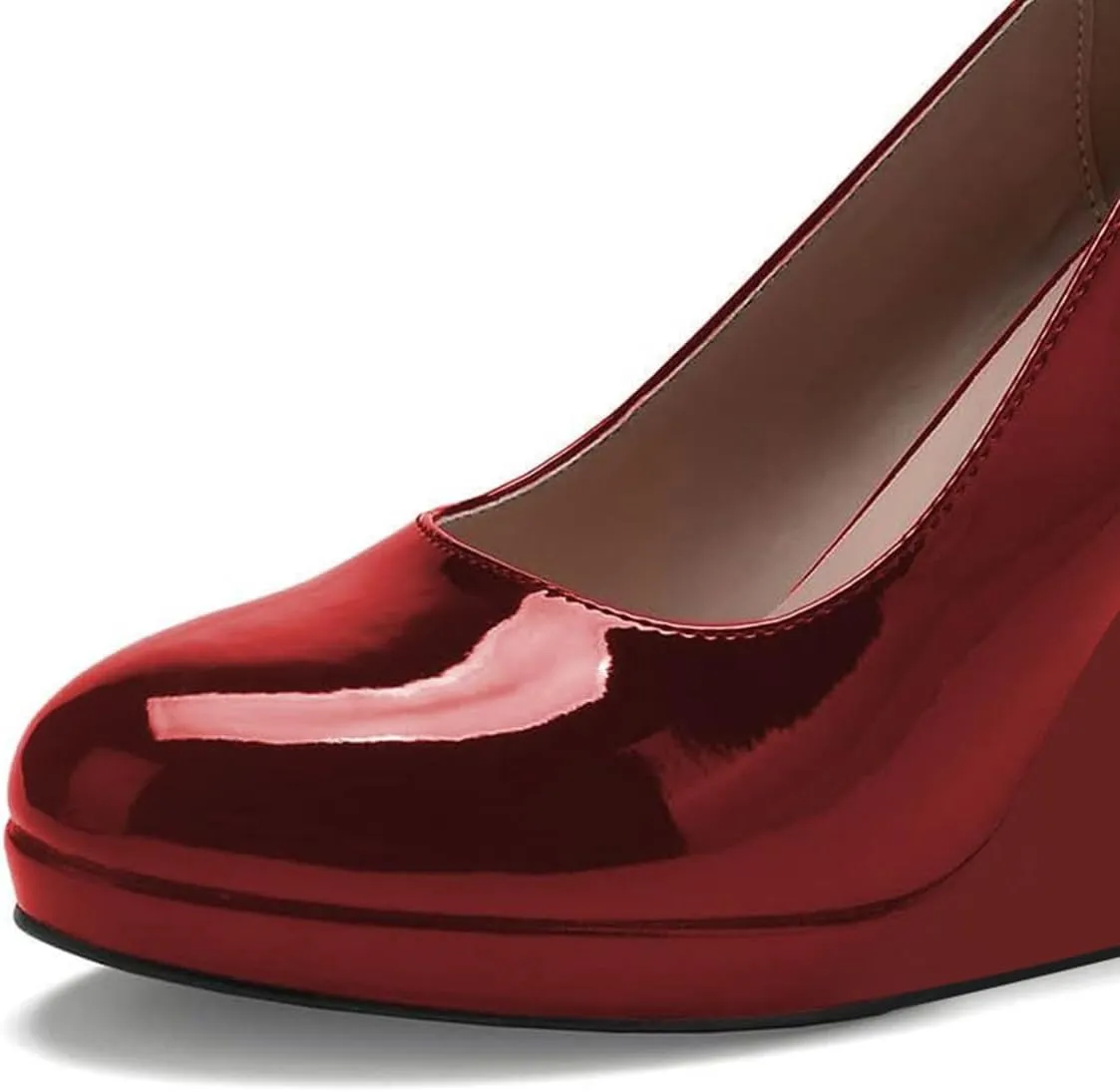 miss left Women Classic Rounded Closed Toe High Heel Pumps Slip On Wedges Heeled Shoes for Formal Office Working Daily Size 4-16 US