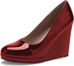 miss left Women Classic Rounded Closed Toe High Heel Pumps Slip On Wedges Heeled Shoes for Formal Office Working Daily Size 4-16 US