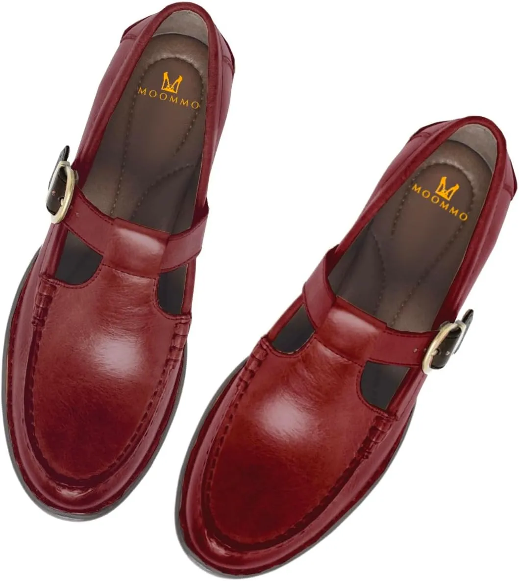 MOOMMO Women Vintage Flat Loafers Round Closed Toe Slip On Oxford Loafer Shoes Burnished Matte Flat Penny Loafers Buckle T-Strap Dressy Office Work Flats Comfy Daily Driver Loafer Flats Chic 4-11 M US