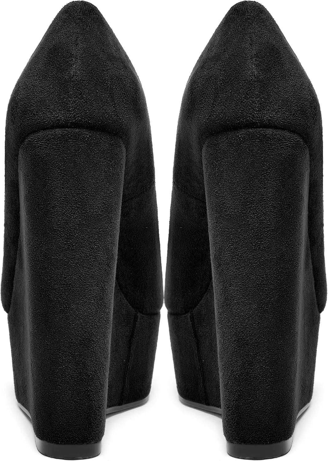MOVINSTEPS Womens Fashion Peep Toe Suede Night Club Slip On Platform Wedge High Heel Pumps Shoes 6 Inch