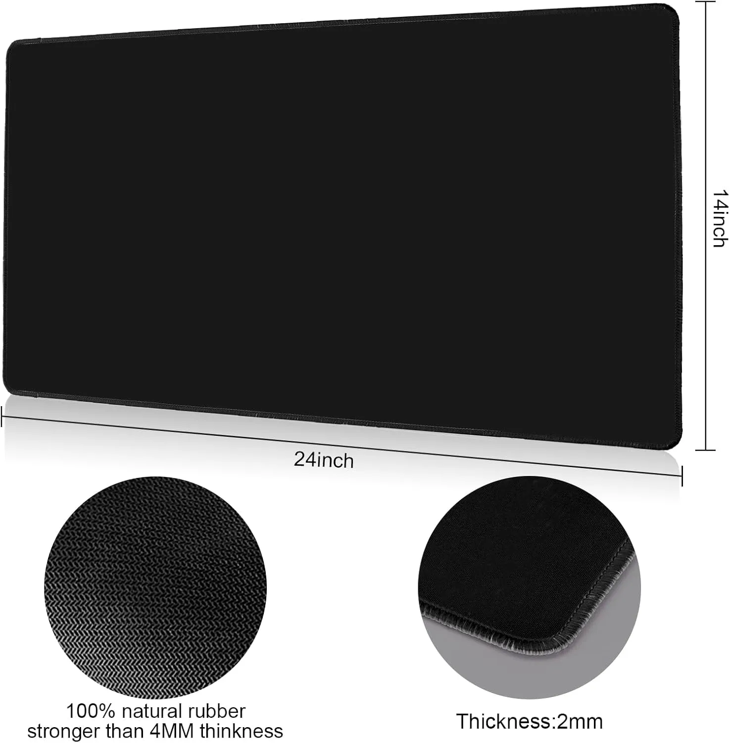 MTG Playmat for TCG Card Playing Game - 2Pcs Black Stitched Play Mat with Tube for Cards Gameplay, MTG, Yugioh, Magic The Gathering (24 x 14 inch)