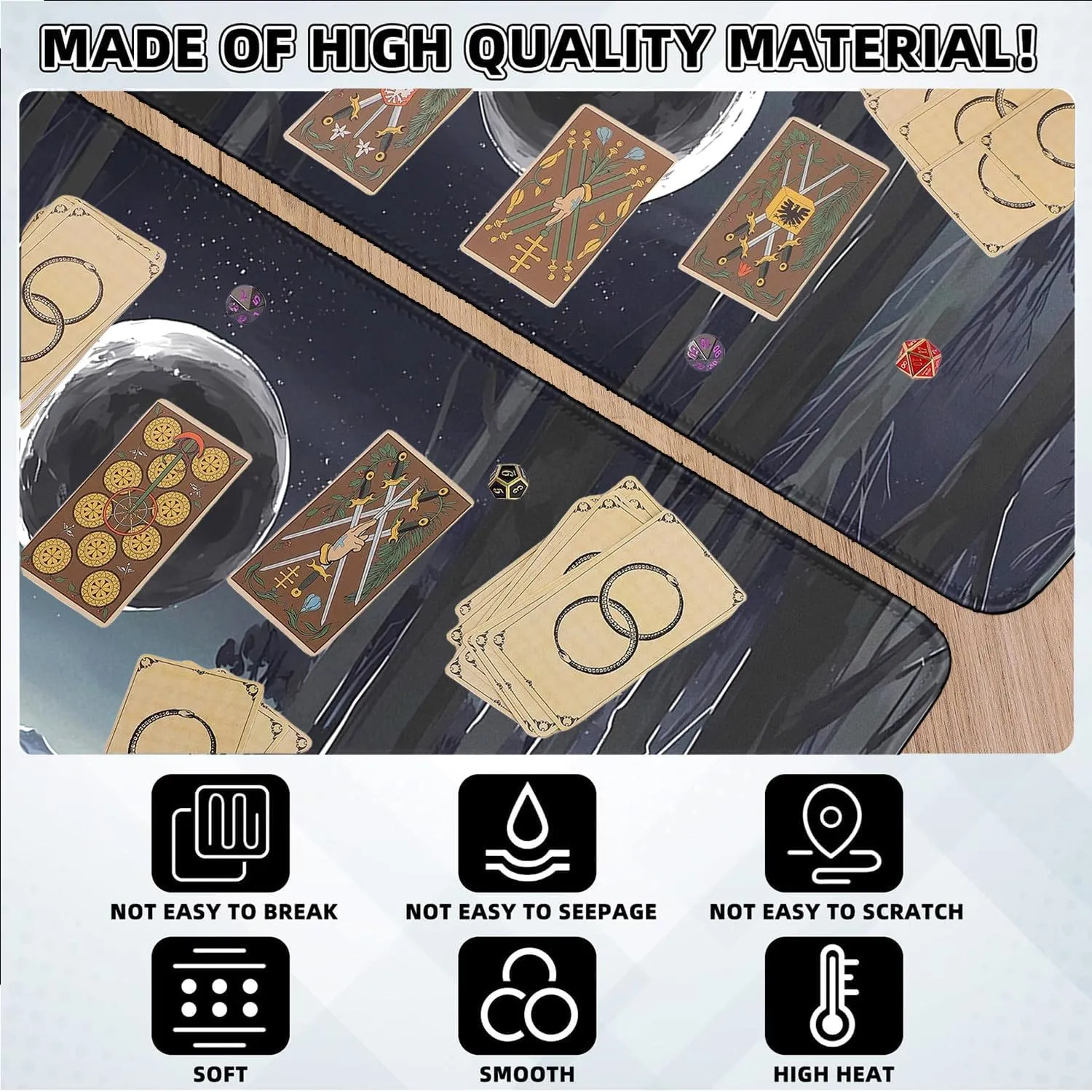 MTG Playmat Stitched Edges, TCG Play Mat for MTG TCG 24 x 14 inches Trading Card Inked TCG Playmats with Storage Bag Smooth Rubber Surface Battle Game