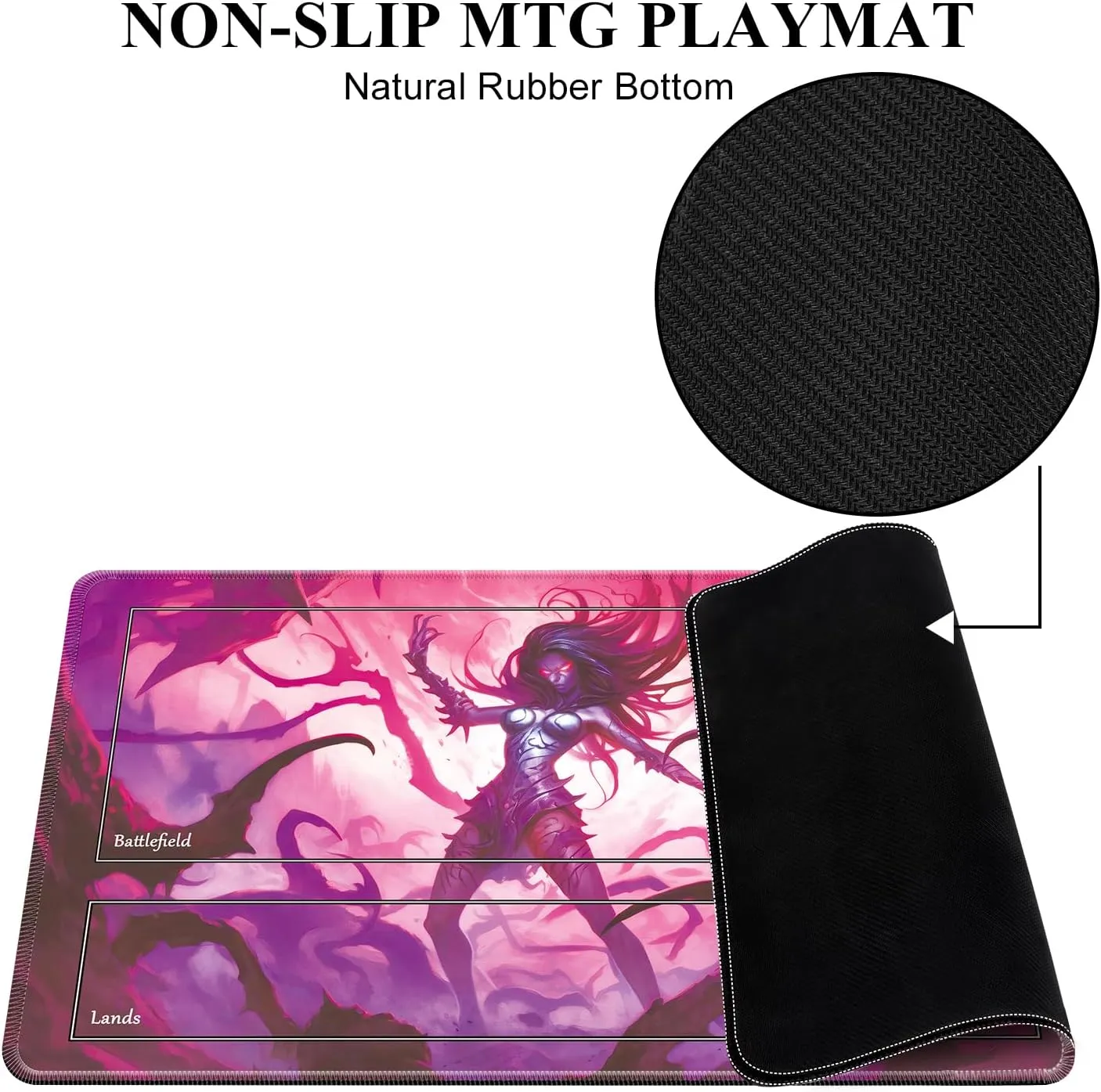 MTG Playmat with Zones, MTG Playmat 24" x 14" TCG Card Playmats Stitched Edges Playmat for MTG with Storage Bag Smooth Surface Battle Game Batgirl MTG Playmat with Zones