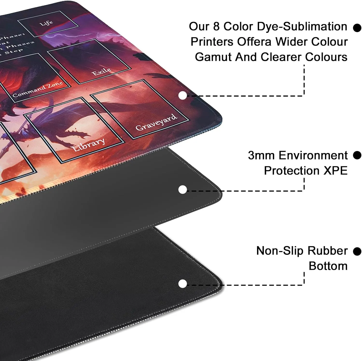 MTG Playmat with Zones, MTG Playmat 24" x 14" TCG Card Playmats Stitched Edges Playmat for MTG with Storage Bag Smooth Surface Battle Game Batgirl MTG Playmat with Zones