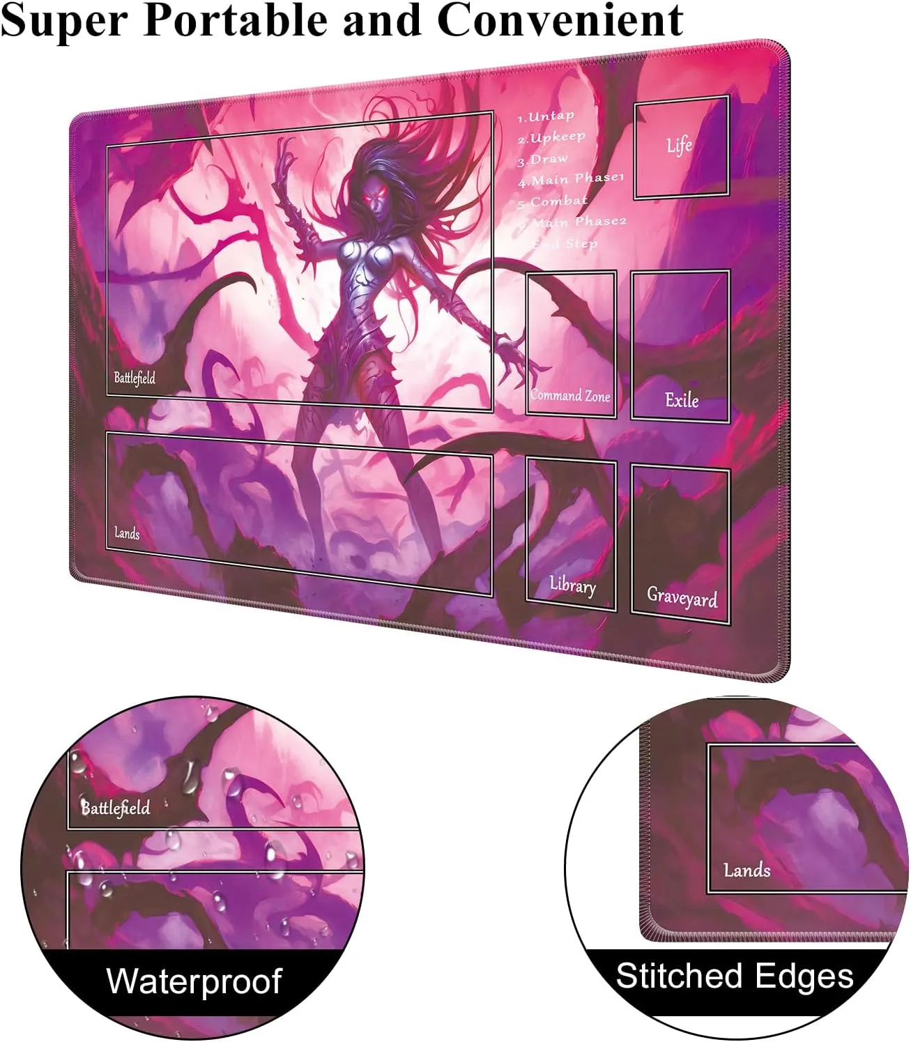 MTG Playmat with Zones, MTG Playmat 24" x 14" TCG Card Playmats Stitched Edges Playmat for MTG with Storage Bag Smooth Surface Battle Game Batgirl MTG Playmat with Zones