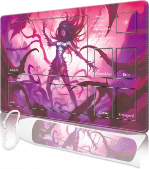 MTG Playmat with Zones, MTG Playmat 24" x 14" TCG Card Playmats Stitched Edges Playmat for MTG with Storage Bag Smooth Surface Battle Game Batgirl MTG Playmat with Zones