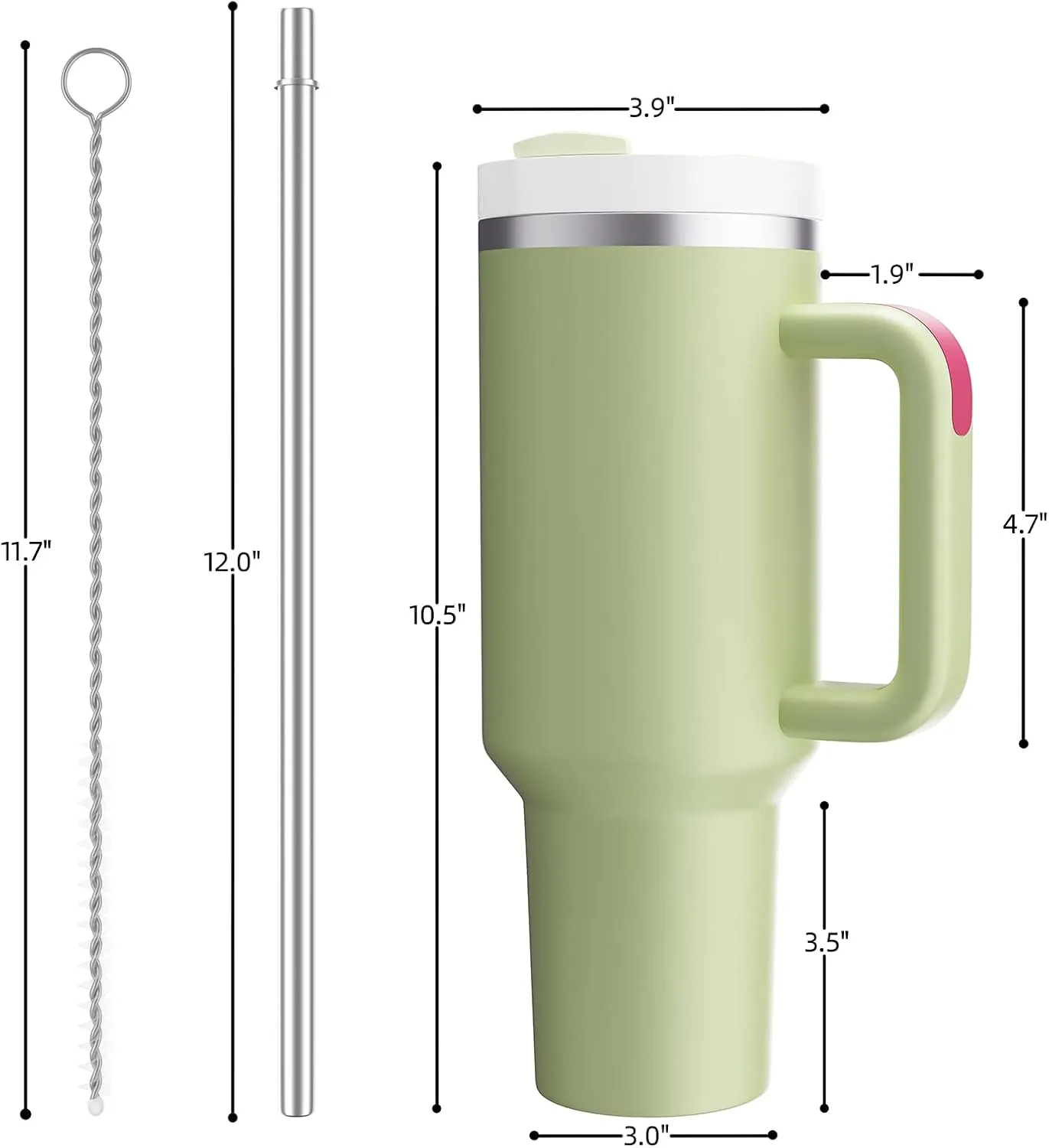 MURRICON 40 oz Tumbler with Handle and Straw,Reusable Vacuum Quencher Tumbler with Lid,Stainless Steel Insulated Travel Mug,for Coffee and Beverages(Avocado)