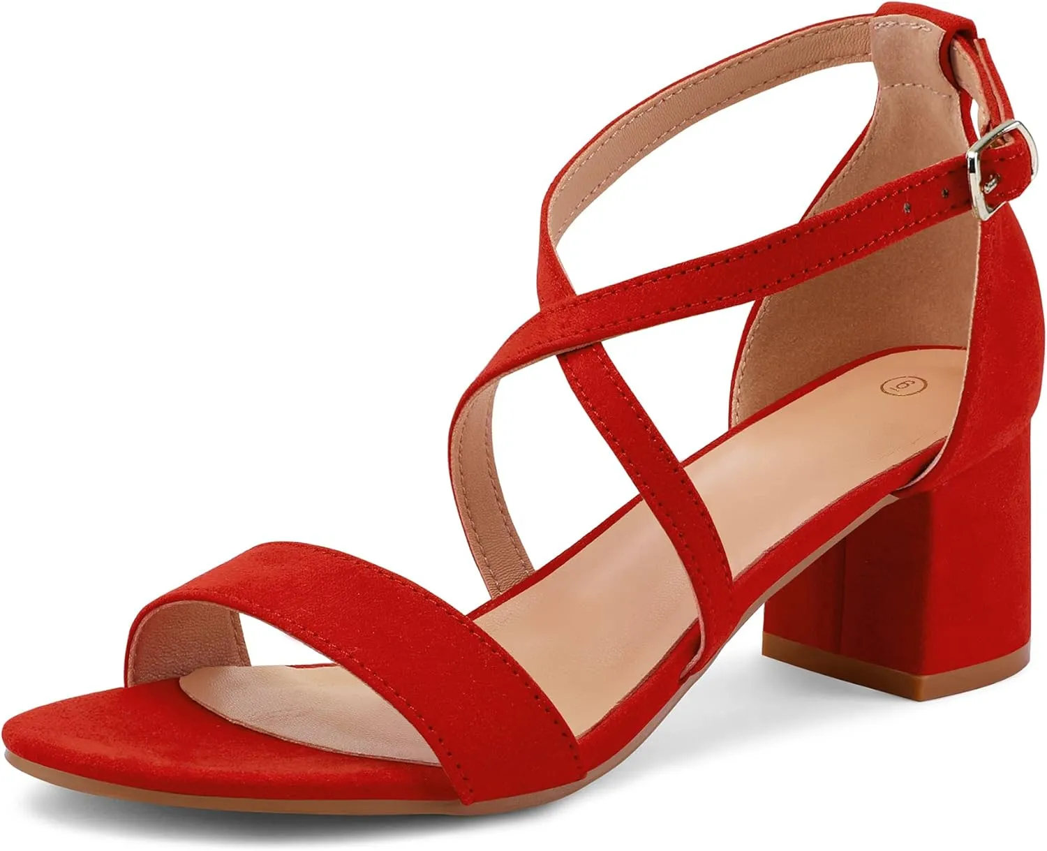 mysoft Women's 2.25 Inch Low Chunky Heels Dress Pump Open Toe Cross Ankle Strap Wedding Block Heeled Sandals