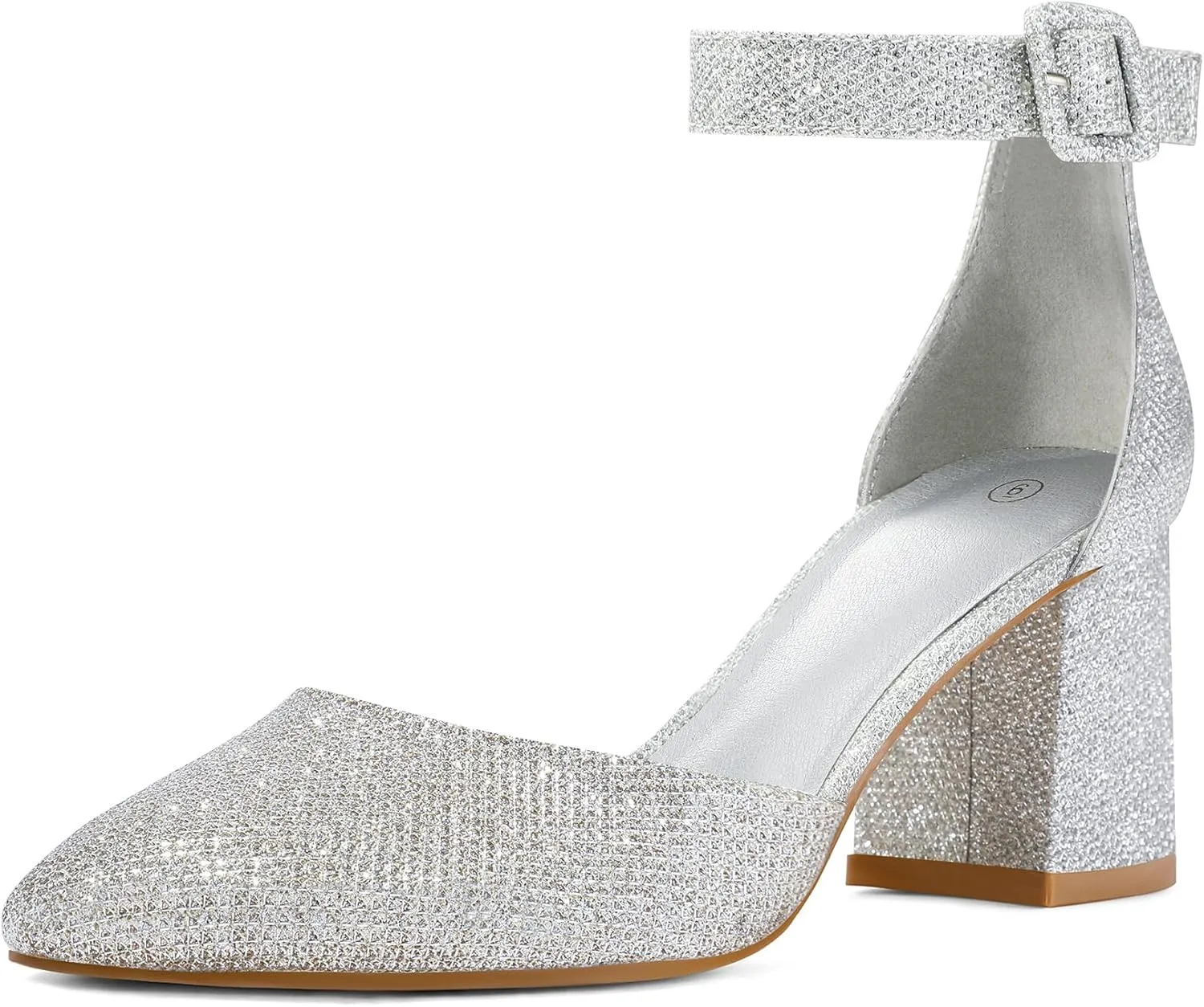 mysoft Women's Pointed Toe Low Chunky Heels Closed Toe Ankle Strap Dress Pump Shoes - Available in Wide Sizes
