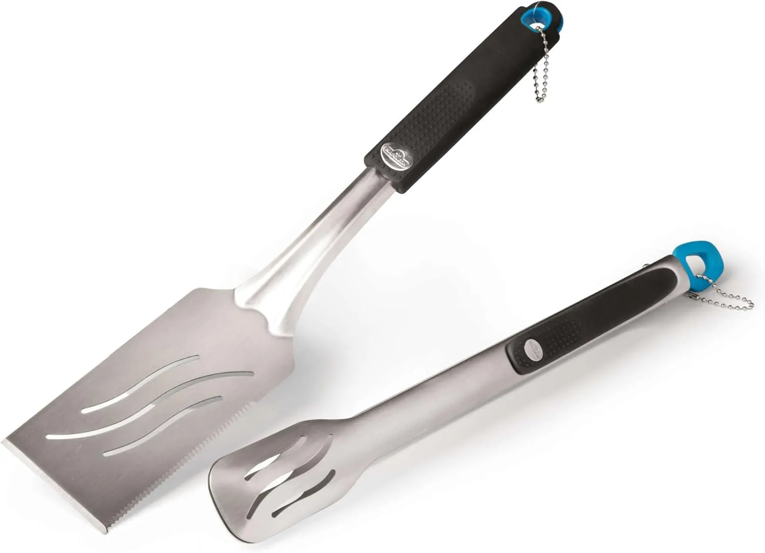 Napoleon Accessory 70032-2 Piece Toolset - BBQ Grill Toolset, Stainless Steel, Ergonomic Handles, Heat Safe Rubber Grip, Includes Tongs, Extra Long Multifunctional Spatula, Detatchable Hanging Loops