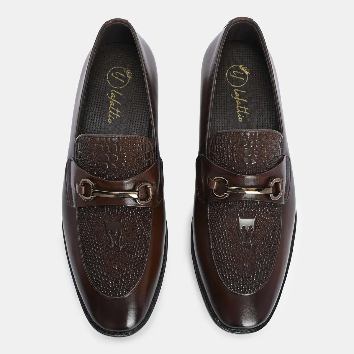 Nathan Brown Textured Formal Leather Loafers