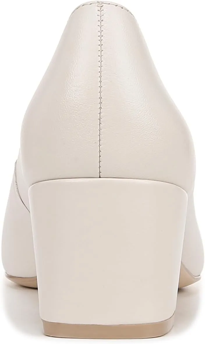Naturalizer Womens Karina Square Toe Pump Satin Pearl White Leather 7 M