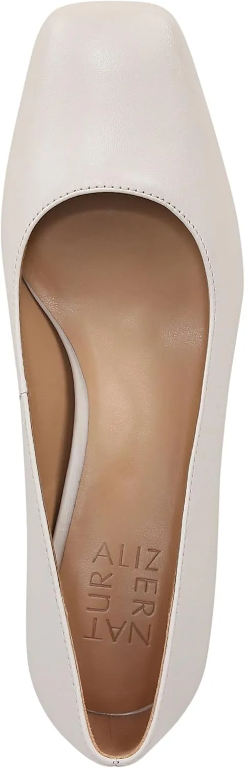 Naturalizer Womens Karina Square Toe Pump Satin Pearl White Leather 7 M