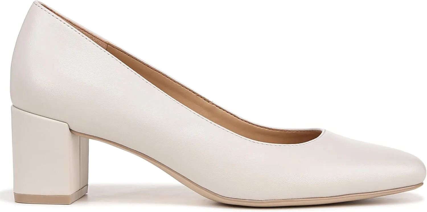 Naturalizer Womens Karina Square Toe Pump Satin Pearl White Leather 7 M
