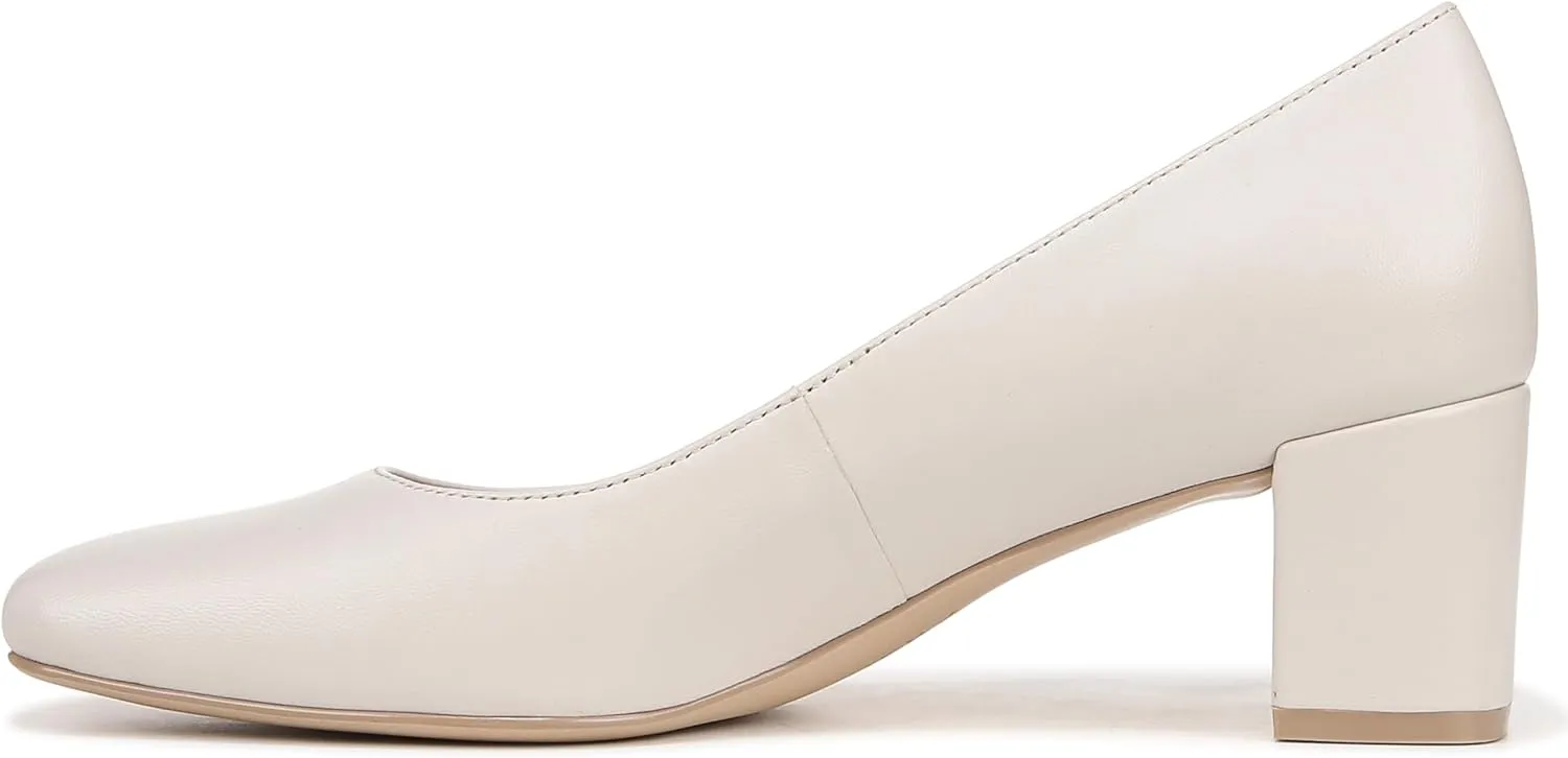 Naturalizer Womens Karina Square Toe Pump Satin Pearl White Leather 7 M