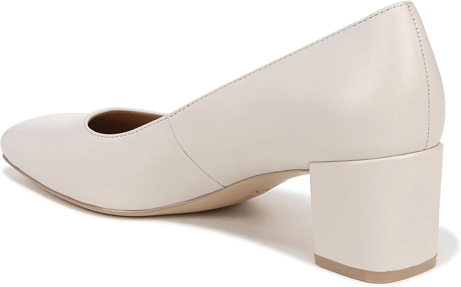 Naturalizer Womens Karina Square Toe Pump Satin Pearl White Leather 7 M