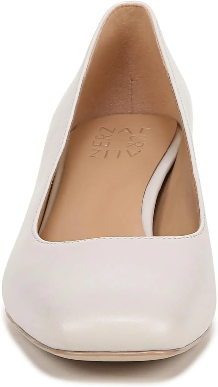 Naturalizer Womens Karina Square Toe Pump Satin Pearl White Leather 7 M