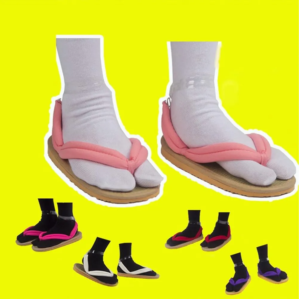 Nezuko Cosplay Clogs Kochou Clog Rengoku Geta Tanjirou Zenitsu Clog Wooden Flip Flops with Socks