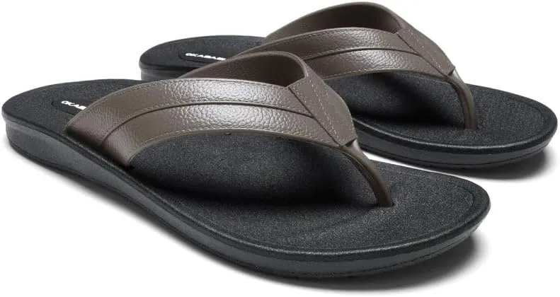 OKABASHI Men's Voyager Flip Flop | Scultped Footbed w/Nonslip Grip | Slip Resistent & Waterproof | Sustainably Made in the USA