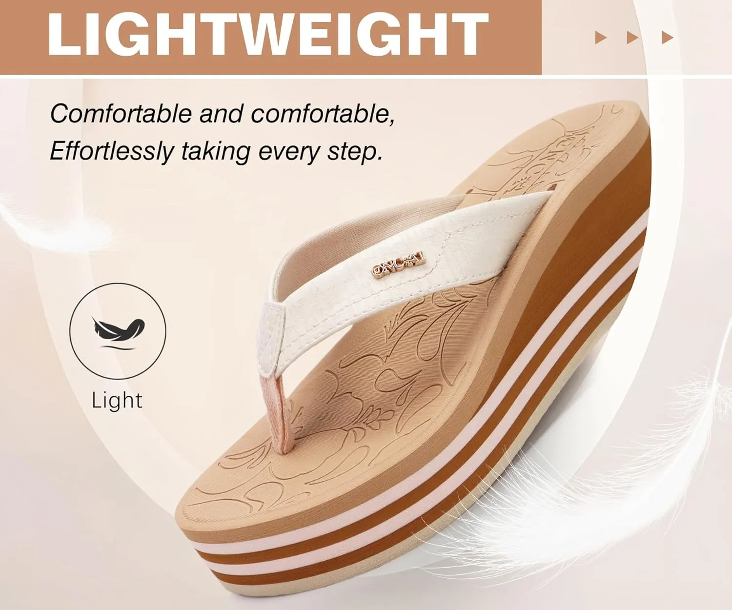 ONCAI Women’s Platform Flip Flops Trendy Dressy Womans Summer Sandals with Comfortable Flatform Arch Support Walking Outdoor Rubber Soles (US Size 5-11)