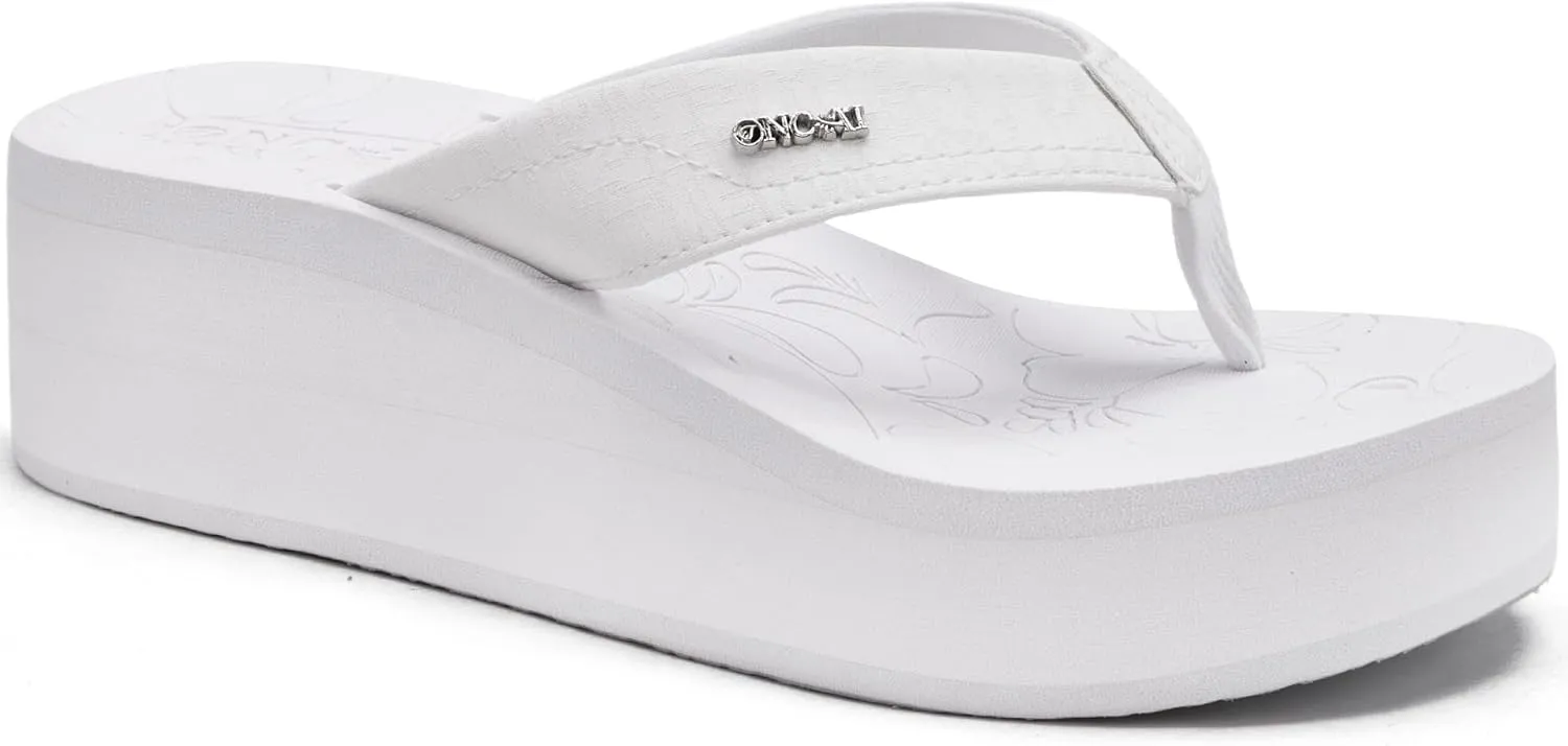 ONCAI Women’s Platform Flip Flops Trendy Dressy Womans Summer Sandals with Comfortable Flatform Arch Support Walking Outdoor Rubber Soles (US Size 5-11)
