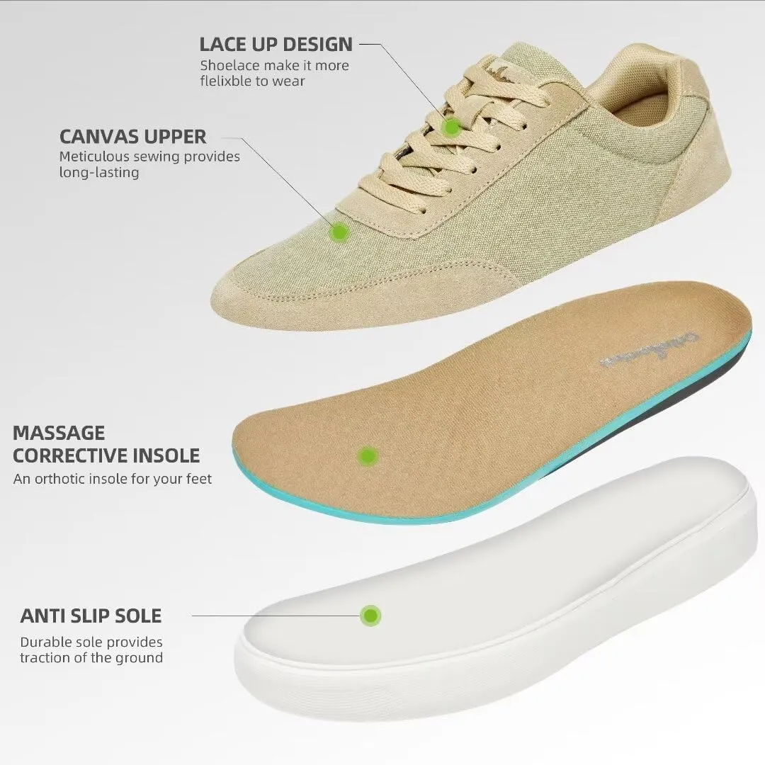 OrthoComfoot Men's Orthopedic Fashion Sneakers for Plantar Fasciitis: Comfortable Orthotic Walking Shoes with Arch Support, Casual Orthotic Flat Feet Shoes for Ankle and Foot Pain Relief