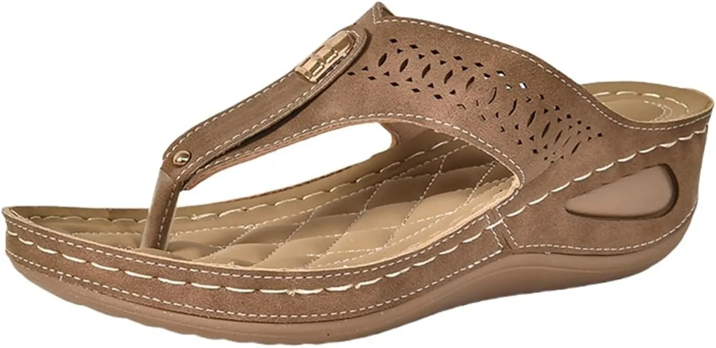Orthopedic Sandals for Women Platform Wedges Comfortable Arch Support Flip Flops Open Toe Hollow Out Breathable Summer Walking Outdoor Thong Slippers
