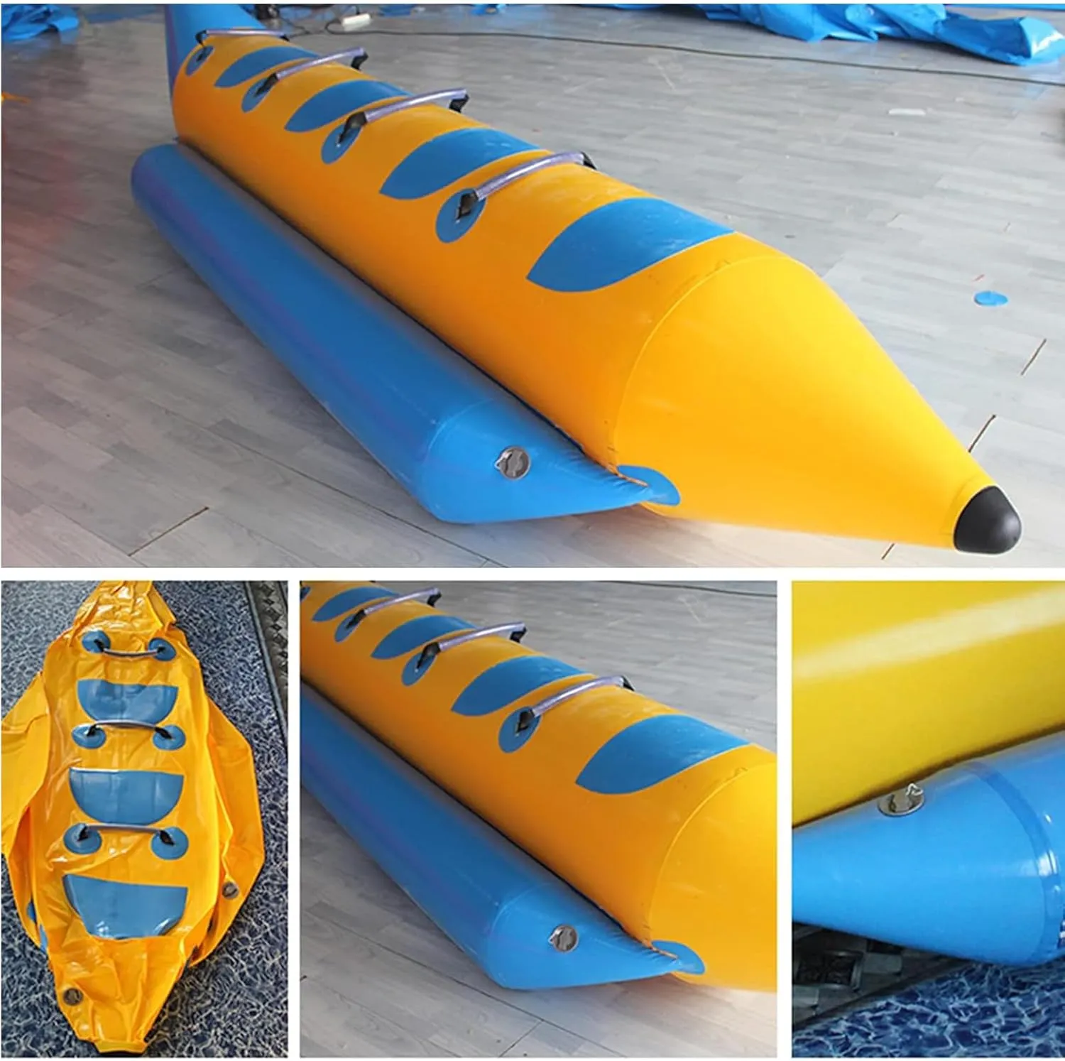 Outdoor Inflatable Banana Boat, Single-Row Banana Boat Water Leisure and Entertainment, Sea Motorboat Surfing Amusement Equipment and Toys,4 People