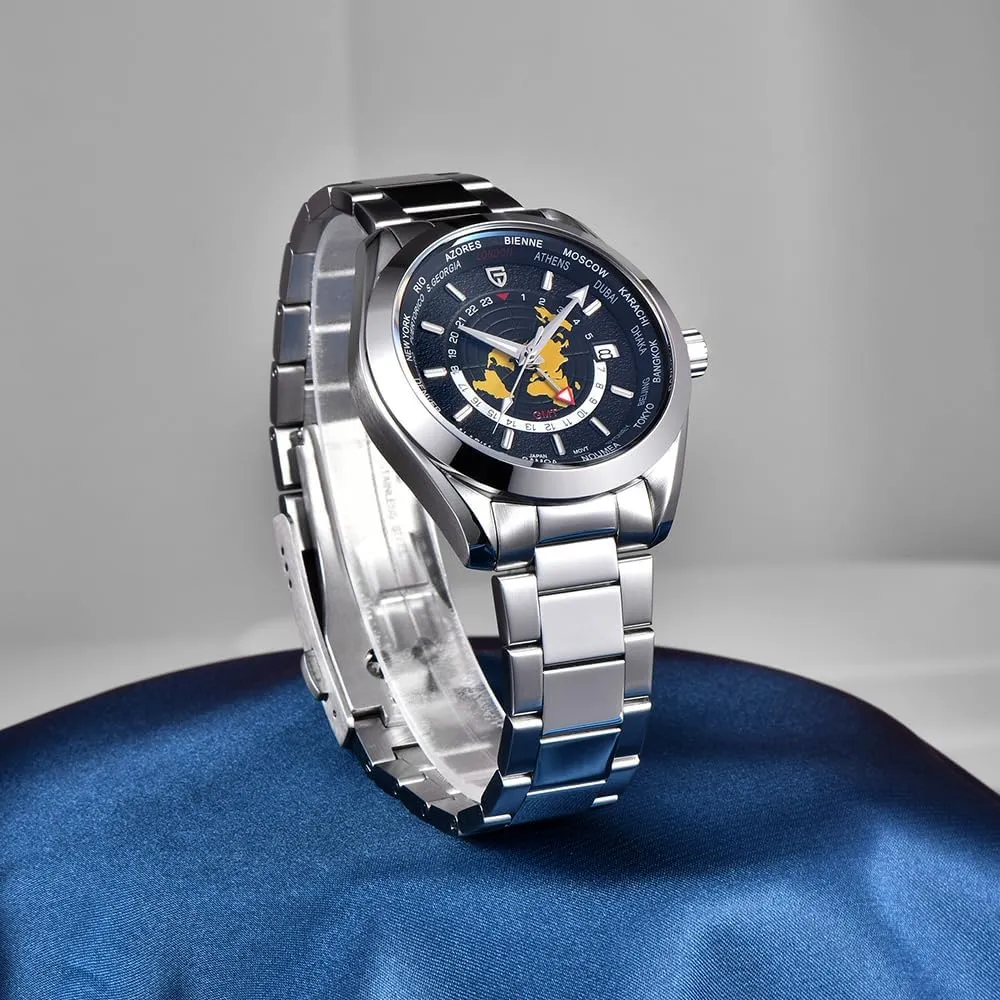 Pagani Design PD1788 Luxury Men's Automatic Watch Dual Time Zone NH34 GMT Movement Stainless Steel Strap Waterproof Luminous Multifunctional Men's Mechanical Watches