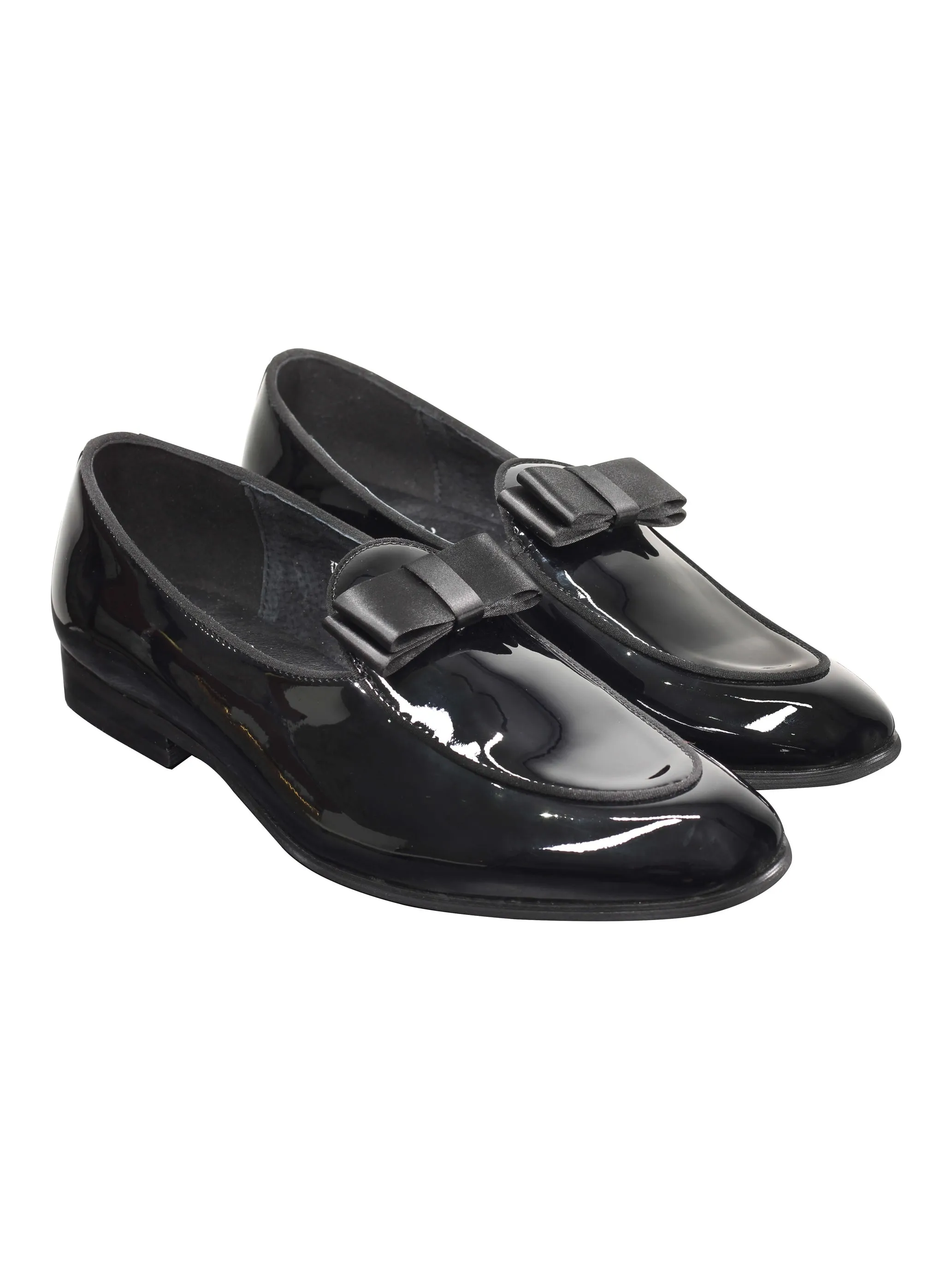 PATENT LOAFERS WITH BOW TIE