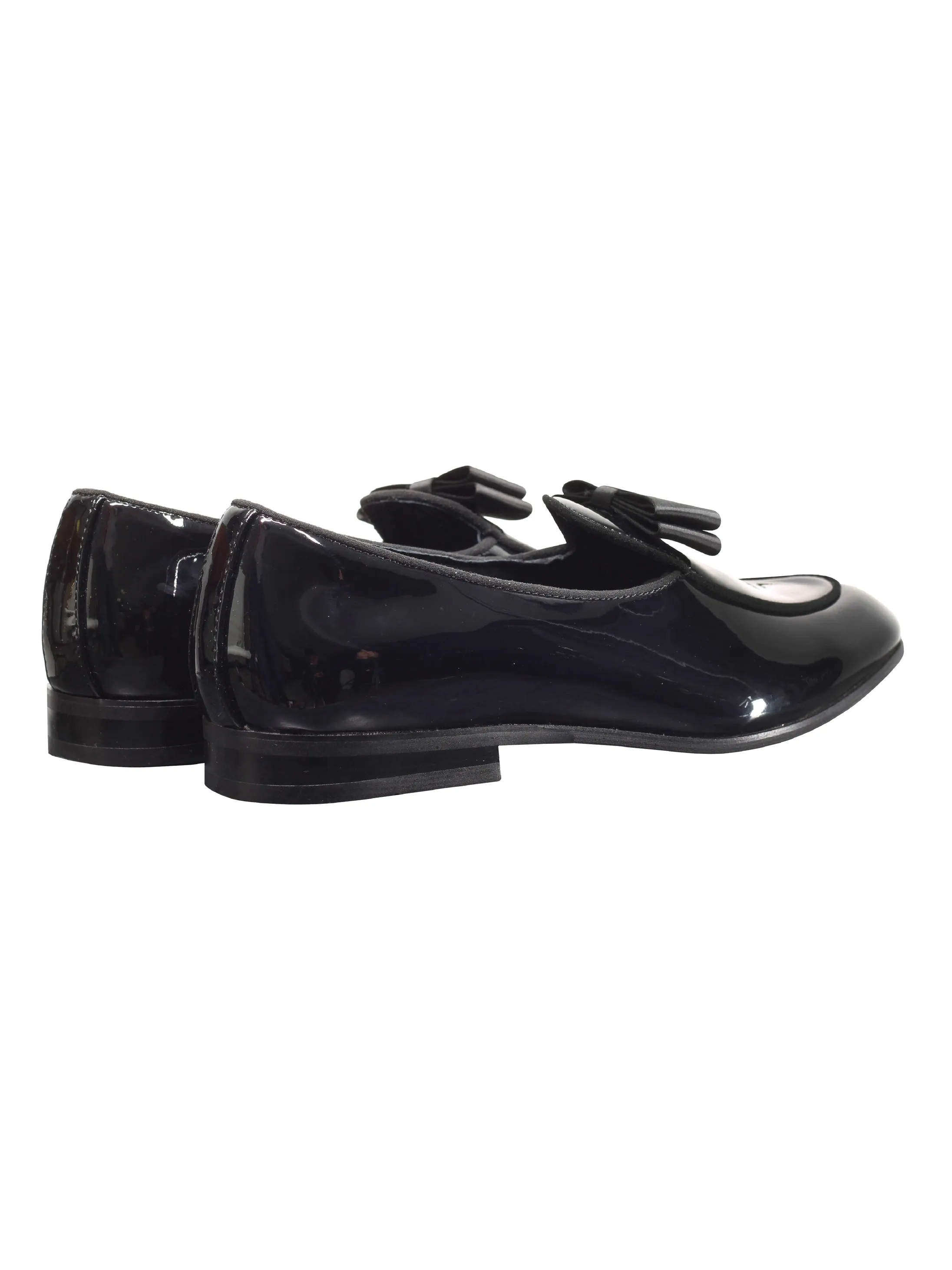 PATENT LOAFERS WITH BOW TIE