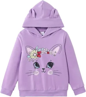 PATPAT Girls Graphic Hoodie Cute Cat Pullover Sweatshirts Long Sleeve Fall Clothes for Teen Girls 4-12 Years