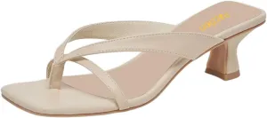 Pazzion Women Open Square Toe Kitten Heel Flip Flop Sandals Slip On Low Heeled Slippers Daily Indoor Shopping Shoes Size 4-16 US