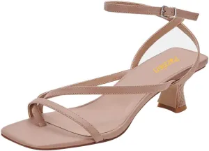 Pazzion Womens Square Open Toe Kitten Low Heel Flip Flops Strappy Buckle Thong Sandals Shoes for Daily Beach Outdoor Size 4-16 US