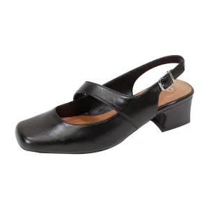 PEERAGE Trixie Women's Wide Width Leather Slingback Mary Jane Style Pumps